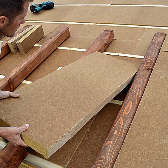 Wood fibre board FiberTherm SD density 160 kg/mc roofs